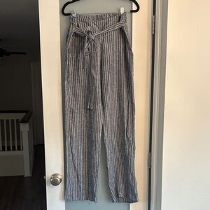Linen blend wide leg stripped trouser pants women size small